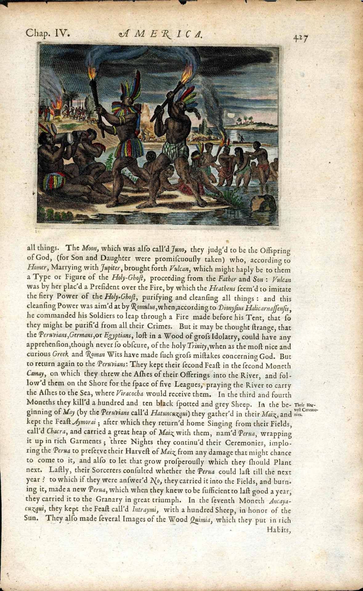 John Ogilby, America (1671), p. 427 — full book page with the engraved plate and accompanying historical text